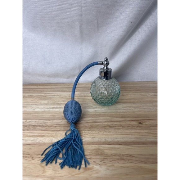 Does not apply Other - Vintage Style Crystal Perfume Atomizer Blue Glass Bulb Spray Coquette Aesthetic